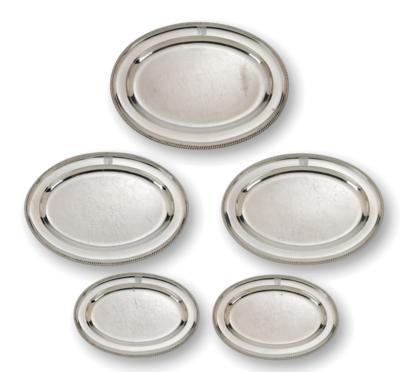 A Set of George III Platters from London, - Silver