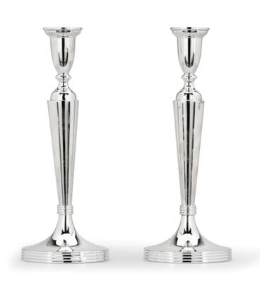 A Pair of Candleholders from Budapest, - Silver