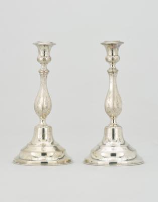 A Pair of Candleholders from Vienna, - Silver