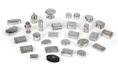 A Collection of Snuff Boxes and Condiment Containers, - Silver