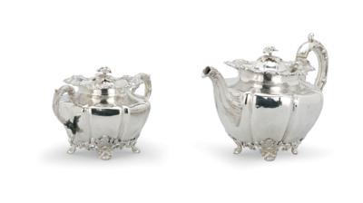 A Teapot and Sugar Bowl, - Stříbro