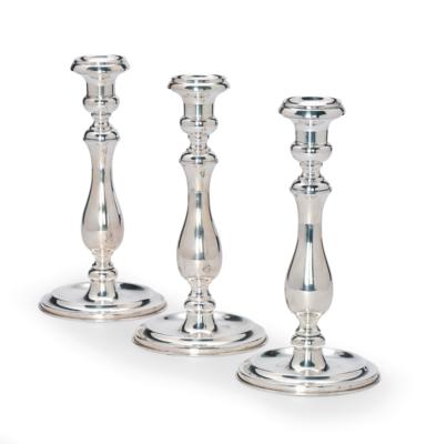 3 Candleholders from Budapest, - Argenti