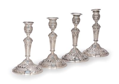 4 Candleholders, - Stříbro