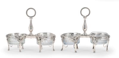 A Pair of Empire Double Condiment Bowls from Paris, - Argenti