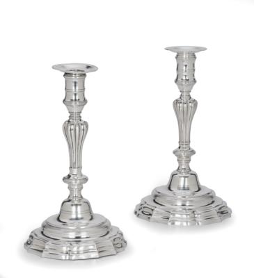 A Pair of Candleholders from Strasbourg, - Silver