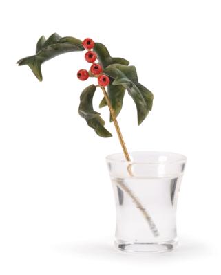 A Holly Branch in a Water Glass, - Stříbro