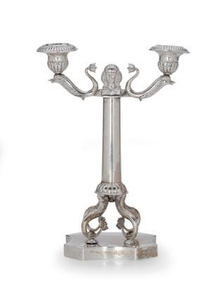 Late Biedermeier Two-Light Candleholders from Vienna, - Argenti