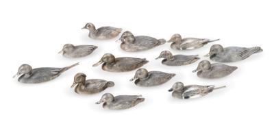 13 Ducks as Table Decoration, - Silver