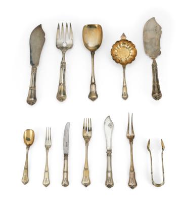 A Budapest Cutlery Set for 12 Persons, - Silver