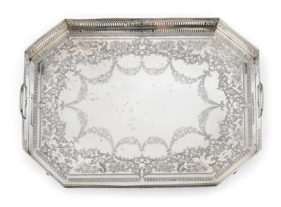 A Large Sheffield Tray, - Stříbro