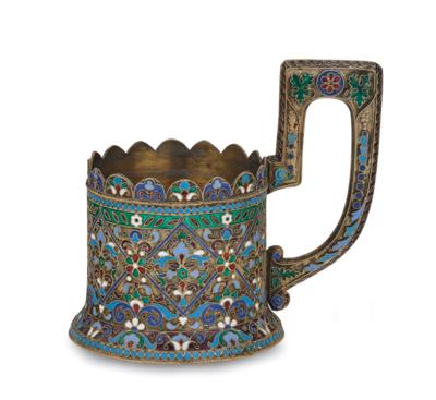 A Muscovite Cloisonné Tea-Glass Holder, - Stříbro