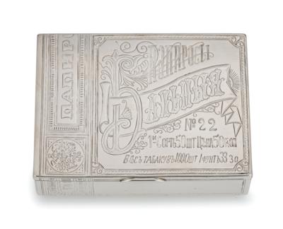 A Muscovite Trompe l’Oeil Cigar Box, - Silver