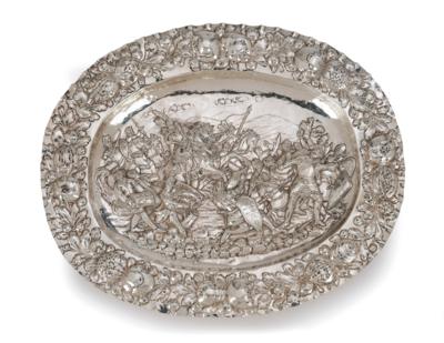 A Pair of German Historicist Presentation Plates, - Silver