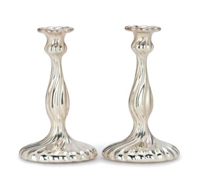A Pair of Viennese Candleholders, - Argenti