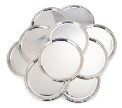 Ten German Place Plates, - Silver