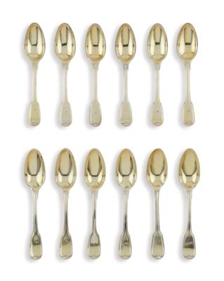 12 Viennese Vermeil Spoons, - Silver