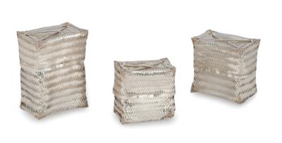 3 Russian Containers in the Form of Cloth Baskets, - Silver