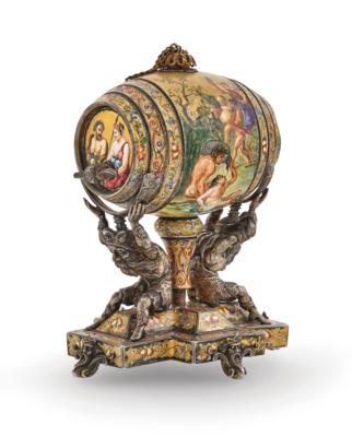 A Viennese Wine Barrel with Enamelling, - Argenti