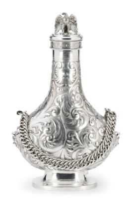 Große Berliner Kettenflasche, - Silber