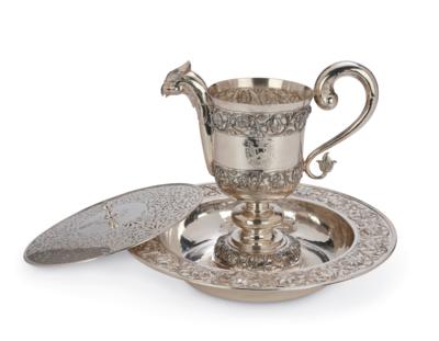 A Colonial Jug with Basin and Cover, - Silver