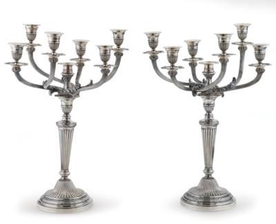 A Pair of Seven-Light Parisian Candelabra, by Odiot, - Argenti