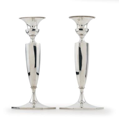 A Pair of Candleholders, - Argenti