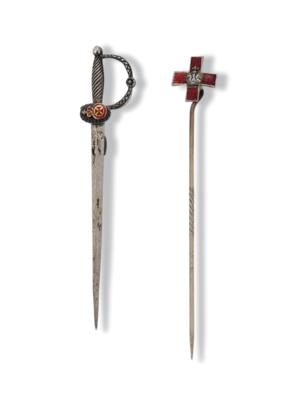 A Russian Tie Pin in the Shape of the Honorary Sabre for Bravery, - Stříbro