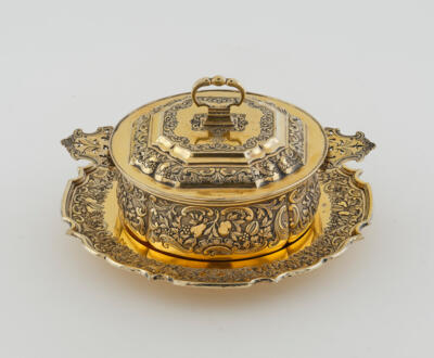 A Viennese Covered Bowl with Support, - Silver