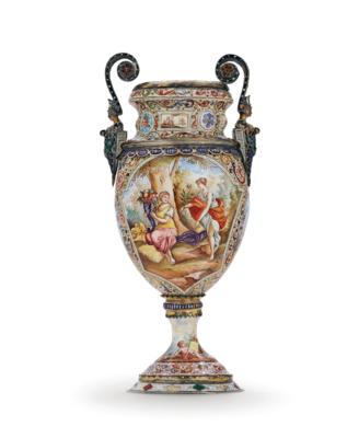 A Viennese Vase with Enamelling, - Stříbro