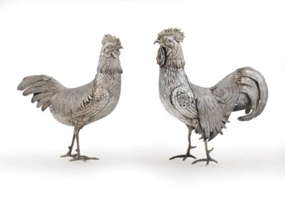 Two Roosters, - Silver