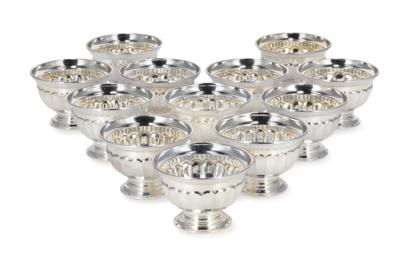 12 Italian Dessert Bowls, - Stříbro