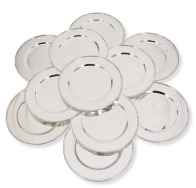 12 Italian Place Plates, - Silver