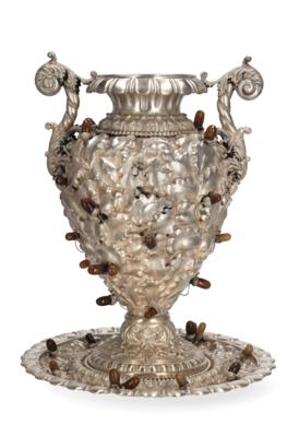 A Large Italian Vase with Support, - Silver