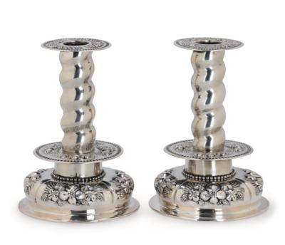 A Pair of Viennese Candleholders by J. C. Klinkosch, - Argenti