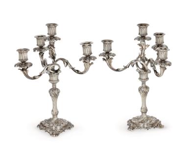 A Pair of Parisian Four-Light Candelabra by Odiot, - Stříbro