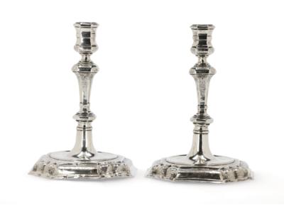 A Pair of Augsburg Régence Candleholders, - Silver