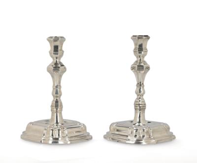 A Pair of German Candleholders, - Stříbro