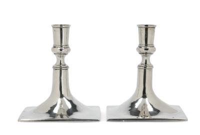 A Pair of Neo-Classical Candleholders, - Stříbro