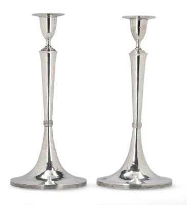 A Pair of Viennese Empire Candleholders, - Argenti