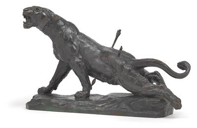 Charles Valton (1851-1918), Wounded lioness, - Stile Liberty e arte applicata del XX secolo