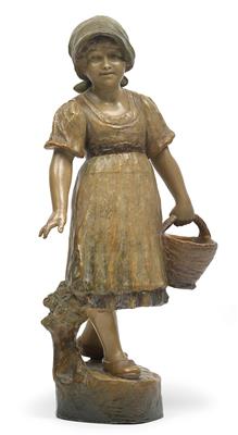 Cherc, Promenading farmgirl with a basket, - Jugendstil and 20th Century Arts and Crafts