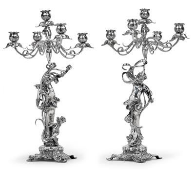 A pair of five-arm candleholders, - Secese a um?ní 20. století