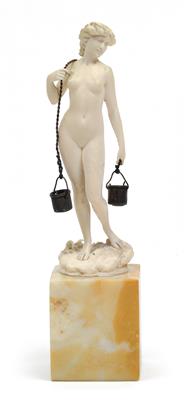 Ferdinand Preiss (1882-1943), nudo femminile che porta un secchio, - Jugendstil e arte applicata del XX secolo