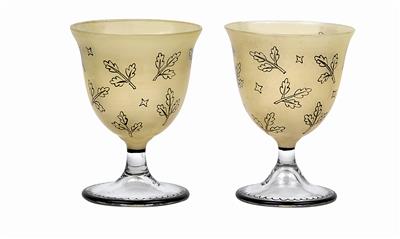 Josef Hoffmann (form) / Fritzi Löw (pattern), A pair of small goblets, - Secese a um?ní 20. století