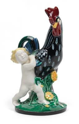 Michael Powolny, putto con gallo, - Jugendstil e arte applicata del XX secolo