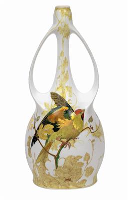 Samuel Schellink (1876-1958), A double-handled vase decorated with birds and chrysanthemums, - Jugendstil and 20th Century Arts and Crafts