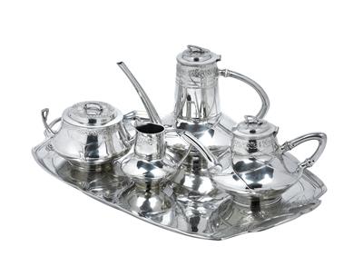 Friedrich Adler, A five-part mocha- and tea service, - Jugendstil and 20th Century Arts and Crafts