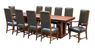 A large conference table with 10 chairs, - Jugendstil e arte applicata del XX secolo