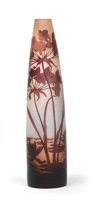 A vase decorated with pond landscape, - Jugendstil e arte applicata del XX secolo
