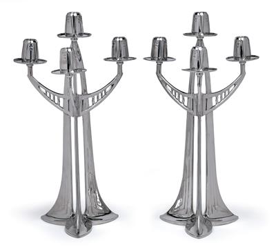 Albert Reimann, attributed to, A pair of four-arm girandoles, - Jugendstil and 20th Century Arts and Crafts